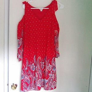 Est. 1946 red summer dress cold shoulder sz med